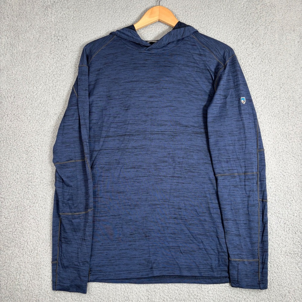 KUHL Hoodie Mens XL Blue Engineered Space Dye Sun Shirt Active Outdoor Hiking